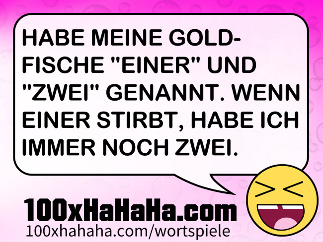 HABE MEINE GOLDFISCHE "EINER" UND "ZWEI" GENANNT. WENN EINER STIRBT, HABE ICH IMMER NOCH ZWEI.