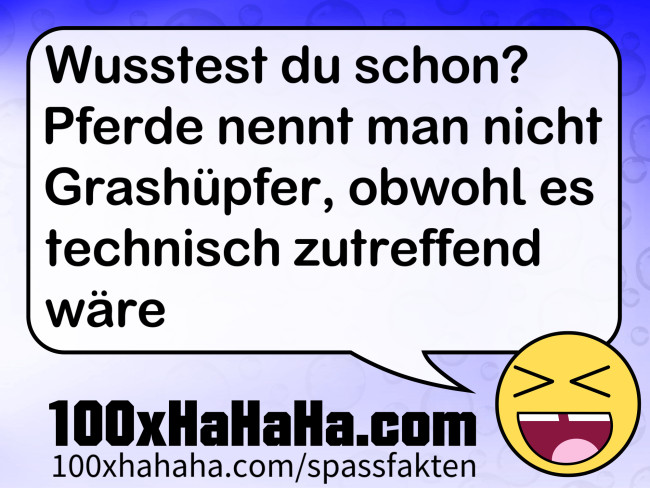 Wusstest du schon? Pferde nennt man nicht Grashuepfer, obwohl es technisch zutreffend waere