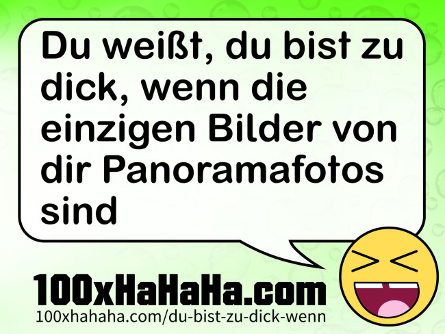 Du weisst, du bist zu dick, wenn die einzigen Bilder von dir Panoramafotos sind