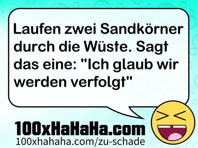 Laufen zwei Sandkoerner durch die Wueste. Sagt das eine: "Ich glaub wir werden verfolgt"