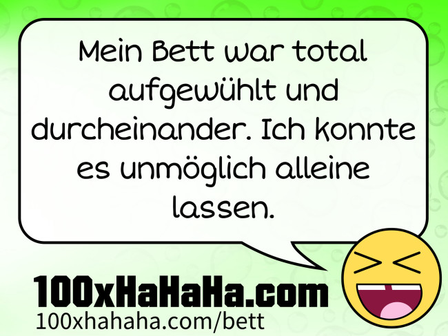 Mein Bett war total aufgewuehlt und durcheinander. Ich konnte es unmoeglich alleine lassen.