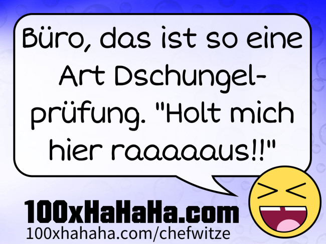 Buero, das ist so eine Art Dschungelpruefung. "Holt mich hier raaaaaus!!"