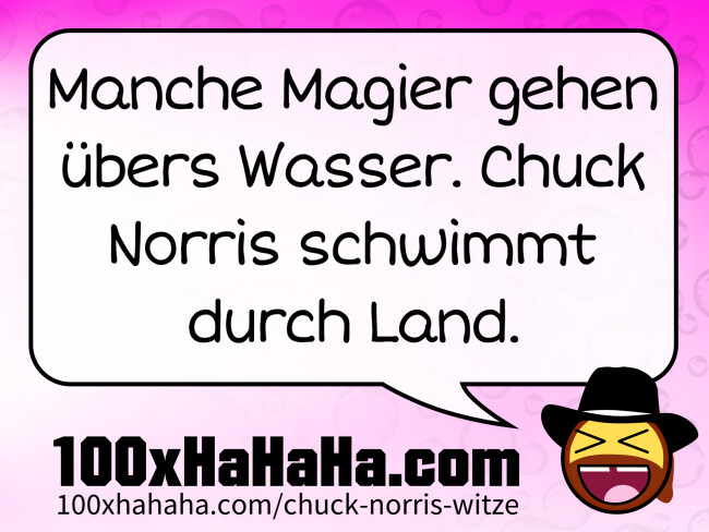 Manche Magier gehen uebers Wasser. Chuck Norris schwimmt durch Land.