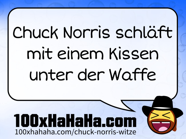 Chuck Norris schlaeft mit einem Kissen unter der Waffe