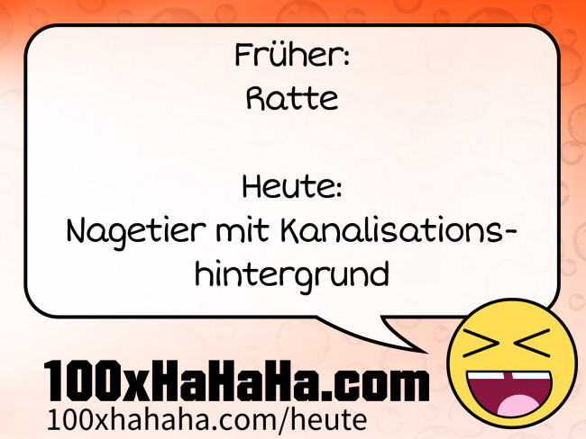 Frueher: / Ratte / / Heute: / Nagetier mit Kanalisationshintergrund