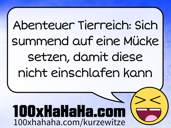 Abenteuer Tierreich: Sich summend auf eine Muecke setzen, damit diese nicht einschlafen kann