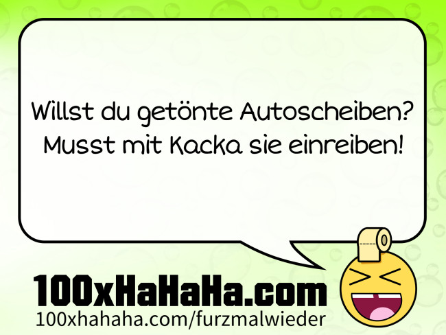 Willst du getoente Autoscheiben? / Musst mit Kacka sie einreiben!