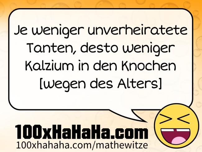 Je weniger unverheiratete Tanten, desto weniger Kalzium in den Knochen [wegen des Alters]