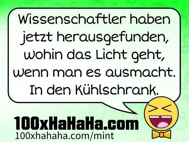 Wissenschaftler haben jetzt herausgefunden, wohin das Licht geht, wenn man es ausmacht. In den Kühlschrank. Wissenschaftler haben jetzt herausgefunden, wohin das Licht geht, wenn man es ausmacht. In den Kuehlschrank.