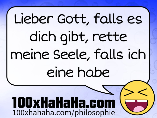 Lieber Gott, falls es dich gibt, rette meine Seele, falls ich eine habe