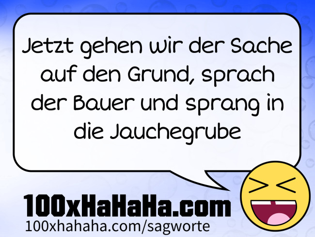 Jetzt gehen wir der Sache auf den Grund, sprach der Bauer und sprang in die Jauchegrube