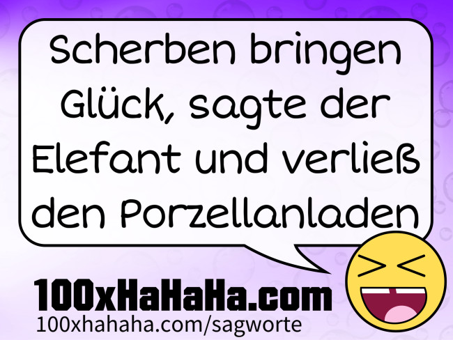 Scherben bringen Glueck, sagte der Elefant und verliess den Porzellanladen