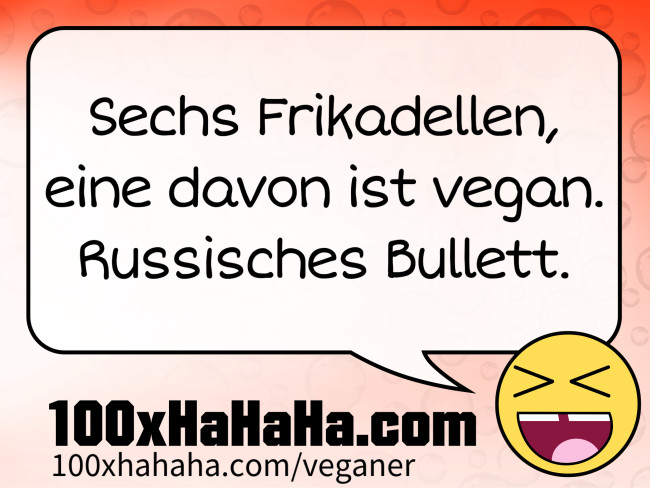 Sechs Frikadellen, eine davon ist vegan. Russisches Bullett.
