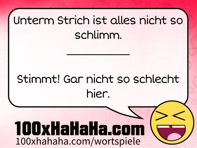 Unterm Strich ist alles nicht so schlimm. / __________ / / Stimmt! Gar nicht so schlecht hier.