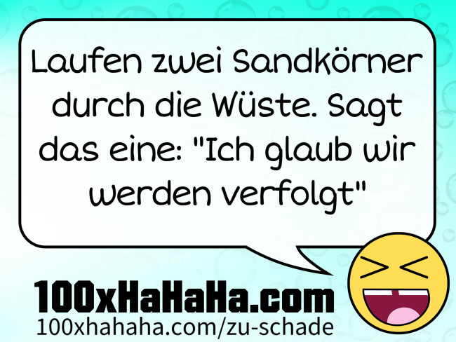 Laufen zwei Sandkoerner durch die Wueste. Sagt das eine: "Ich glaub wir werden verfolgt"