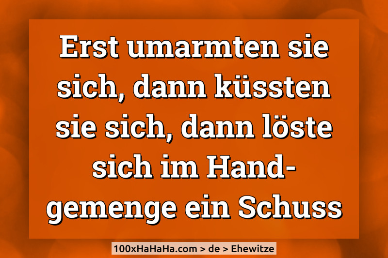 Erst umarmten sie sich, dann kuessten sie sich, dann loeste sich im Handgemenge ein Schuss