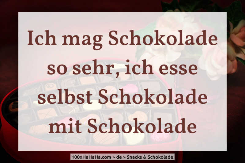 Ich mag Schokolade so sehr, ich esse selbst Schokolade mit Schokolade