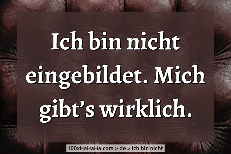 Ich bin nicht eingebildet. Mich gibt's wirklich.