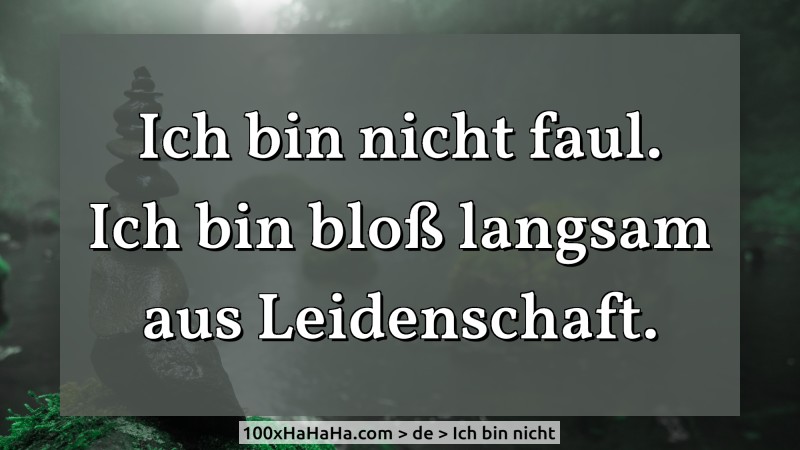 Ich bin nicht faul. Ich bin bloss langsam aus Leidenschaft.