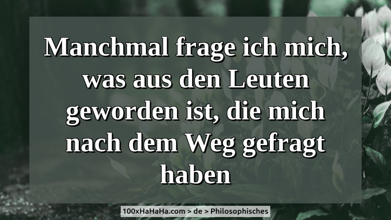 Manchmal frage ich mich, was aus den Leuten geworden ist, die mich nach dem Weg gefragt haben