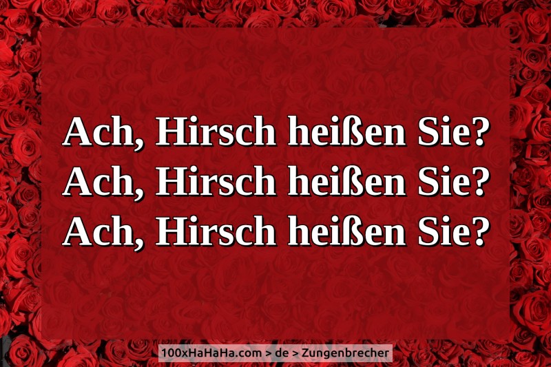Ach, Hirsch heissen Sie? / Ach, Hirsch heissen Sie? / Ach, Hirsch heissen Sie?
