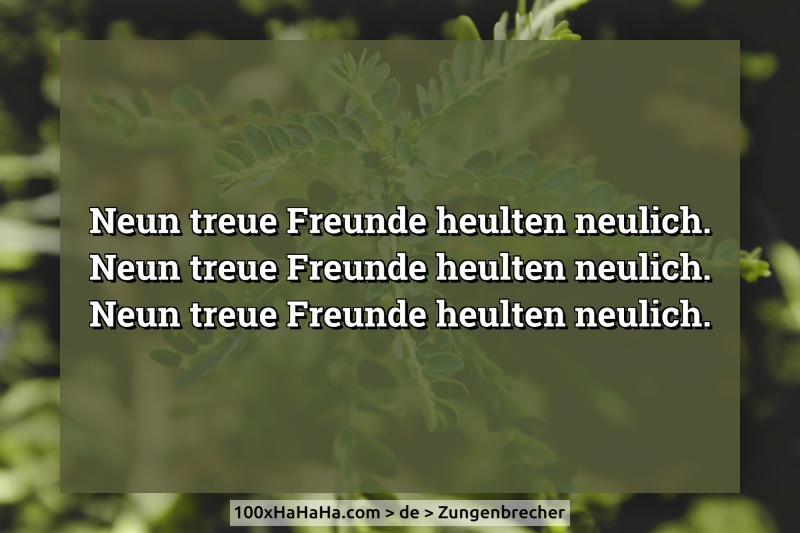 Neun treue Freunde heulten neulich. / Neun treue Freunde heulten neulich. / Neun treue Freunde heulten neulich.