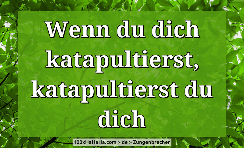 Wenn du dich katapultierst, katapultierst du dich