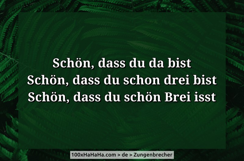 Schoen, dass du da bist / Schoen, dass du schon drei bist / Schoen, dass du schoen Brei isst