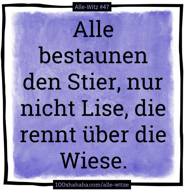 Alle bestaunen den Stier, nur nicht Lise, die rennt ueber die Wiese