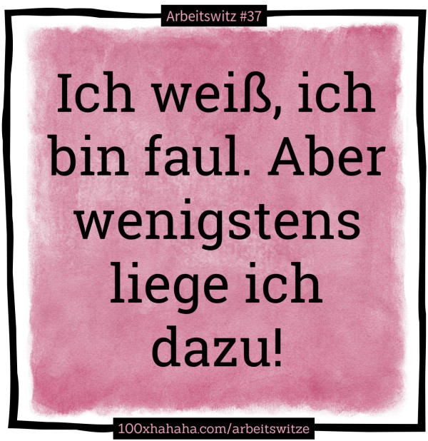 Ich weiss, ich bin faul. Aber wenigstens liege ich dazu!