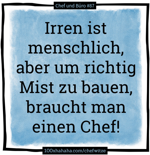 Irren ist menschlich, aber um richtig Mist zu bauen, braucht man einen Chef!