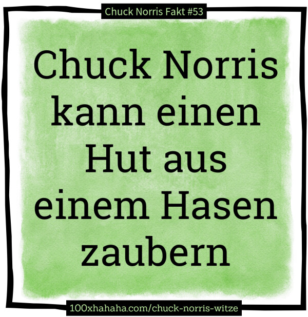 Chuck Norris kann einen Hut aus einem Hasen zaubern