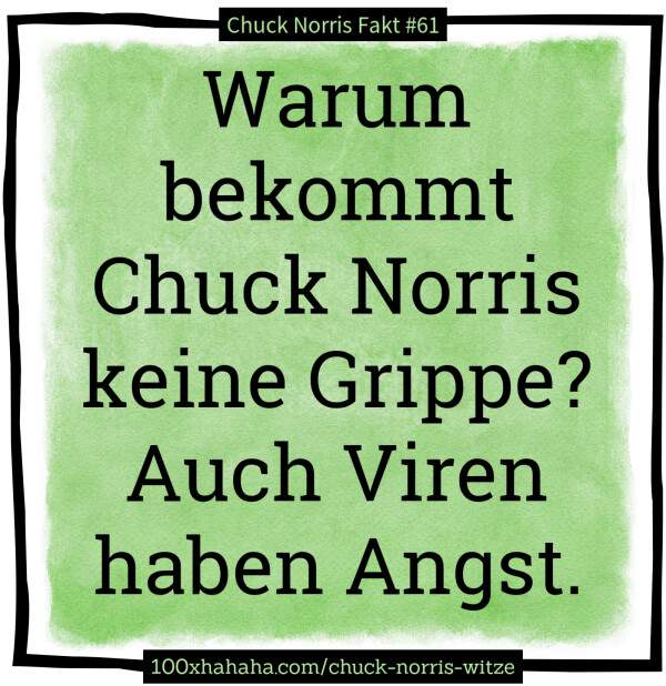 Warum bekommt Chuck Norris keine Grippe? Auch Viren haben Angst