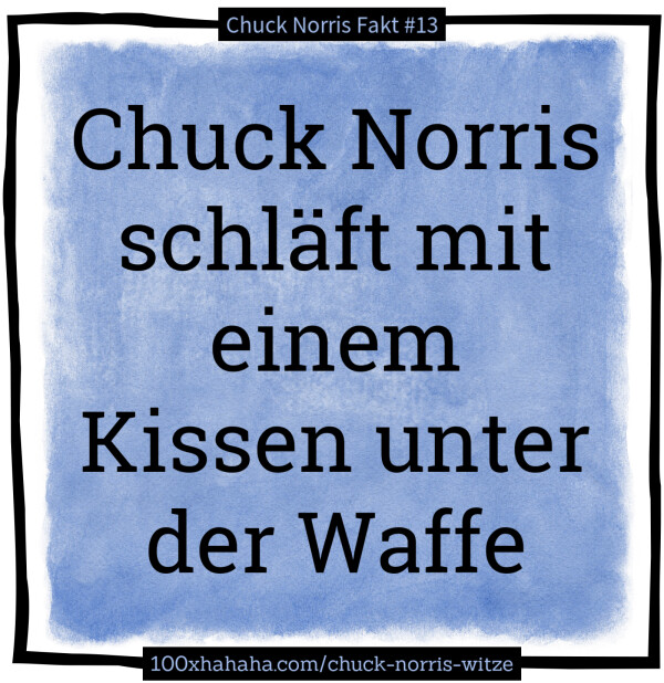 Chuck Norris schlaeft mit einem Kissen unter der Waffe