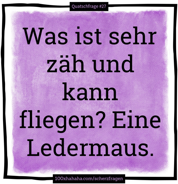 Was ist sehr zaeh und kann fliegen? Eine Ledermaus