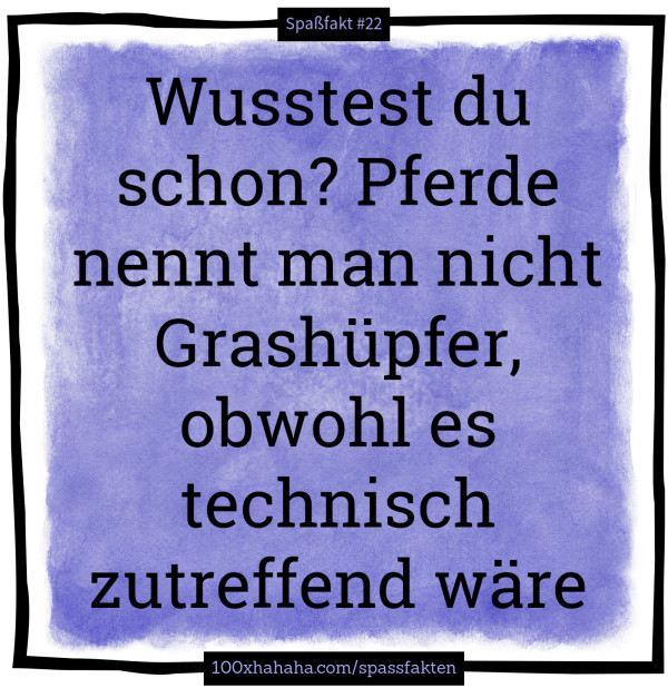 Wusstest du schon? Pferde nennt man nicht Grashuepfer, obwohl es technisch zutreffend waere