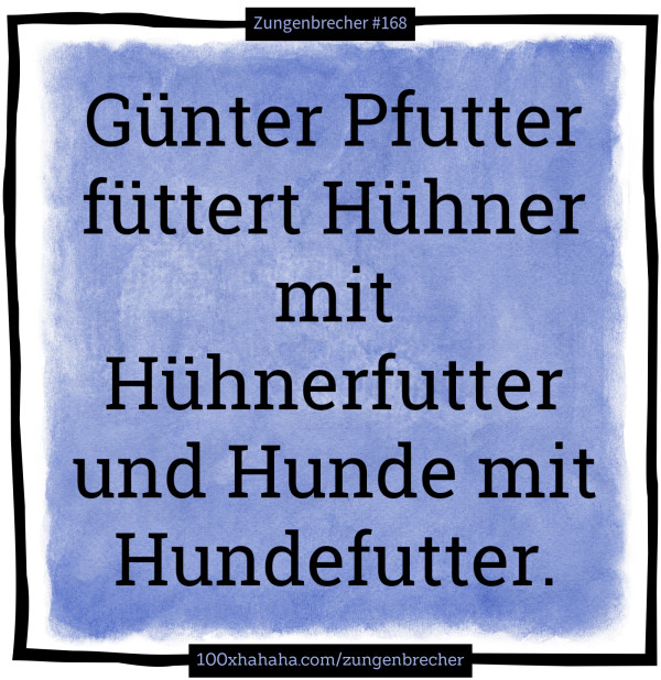 Guenter Pfutter fuettert Huehner mit Huehnerfutter und Hunde mit Hundefutter.