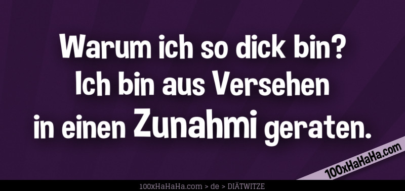 Warum ich so dick bin? Ich bin aus Versehen in einen Zunahmi geraten.