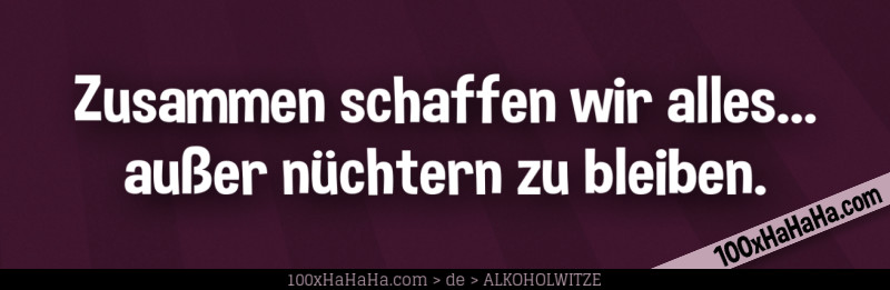 Zusammen schaffen wir alles... ausser nuechtern zu bleiben.
