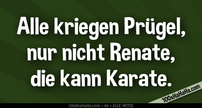 Alle kriegen Pruegel, nur nicht Renate, die kann Karate