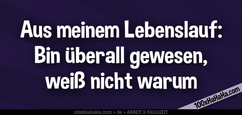 Aus meinem Lebenslauf: Bin ueberall gewesen, weiss nicht warum