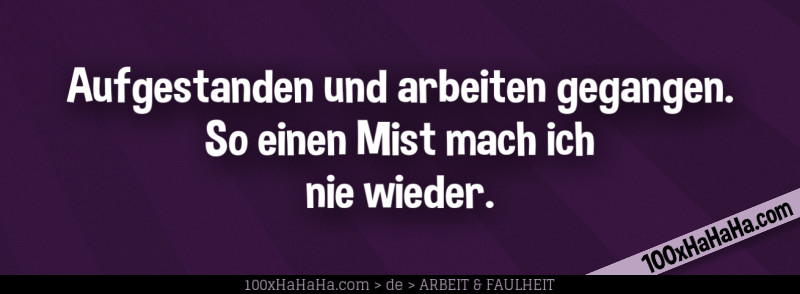 Aufgestanden und arbeiten gegangen. So einen Mist mach ich nie wieder.