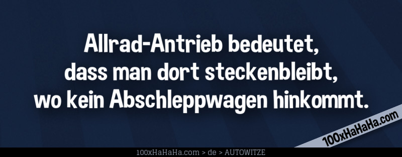 Allrad-Antrieb bedeutet, dass man dort steckenbleibt, wo kein Abschleppwagen hinkommt.