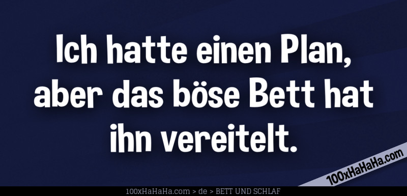 Ich hatte einen Plan, aber das boese Bett hat ihn vereitelt.