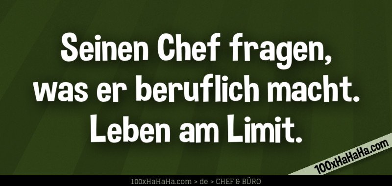 Seinen Chef fragen, was er beruflich macht. Leben am Limit.
