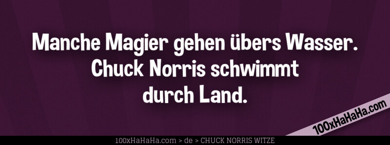 Manche Magier gehen uebers Wasser. Chuck Norris schwimmt durch Land.