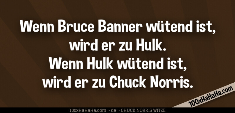 Wenn Bruce Banner wuetend ist, wird er zu Hulk. Wenn Hulk wuetend ist, wird er zu Chuck Norris