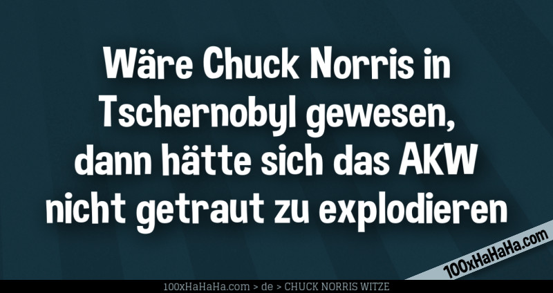 Waere Chuck Norris in Tschernobyl gewesen, dann haette sich das AKW nicht getraut zu explodieren
