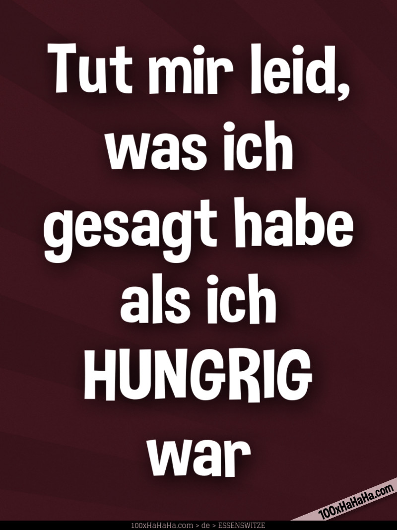 Tut mir leid, / was ich / gesagt habe / als ich / HUNGRIG / war