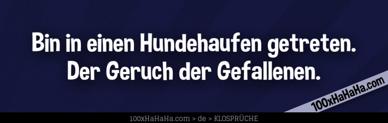 Bin in einen Hundehaufen getreten. Der Geruch der Gefallenen.
